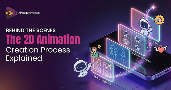 2D animation creation process showing storyboard and character design
