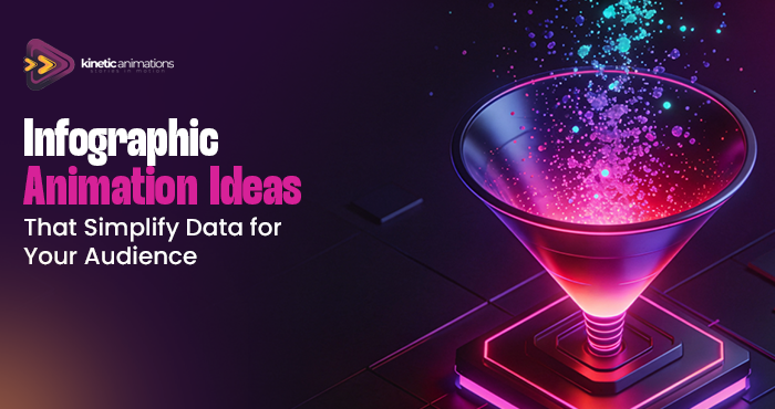 Infographic animation showing data visualization with animated charts and colorful graphics